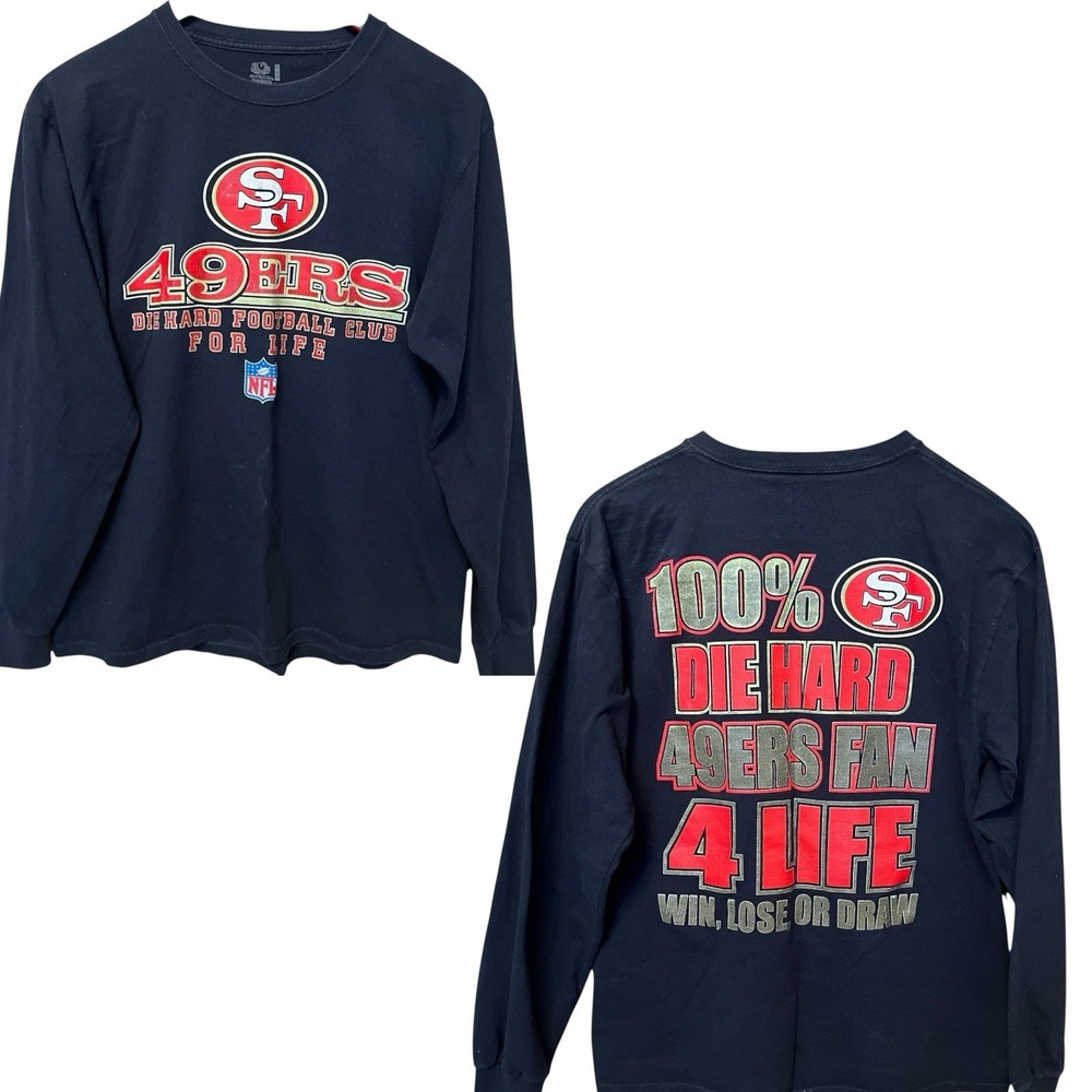 San Francisco 49ers Tshirt Mens Medium M Black Cotton NFL Football Fan Club Tee